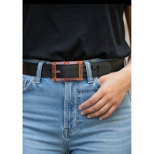 C4 Belt Women Orange Translucent Buckle Black Adjustable Reversible